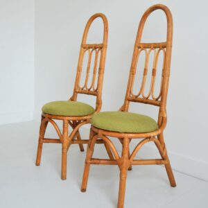 Chaises hautes Italiennes en bambou et rotin 1960 vintage 17