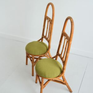 Chaises hautes Italiennes en bambou et rotin 1960 vintage 30