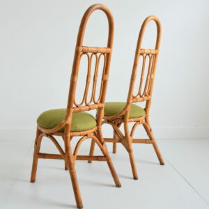 Chaises hautes Italiennes en bambou et rotin 1960 vintage 32