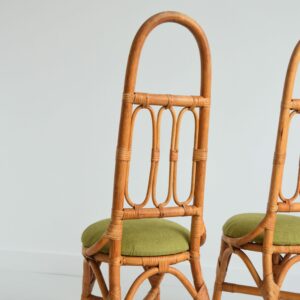Chaises hautes Italiennes en bambou et rotin 1960 vintage 35