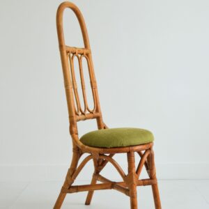 Chaises hautes Italiennes en bambou et rotin 1960 vintage 46
