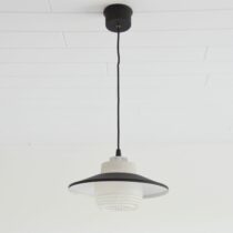 Suspension verre et métal noir 1950 vintage 1