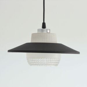 Suspension verre et métal noir 1950 vintage 16