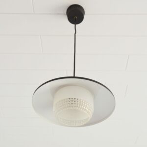 Suspension verre et métal noir 1950 vintage 2