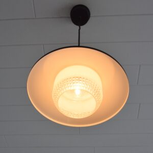 Suspension verre et métal noir 1950 vintage 9