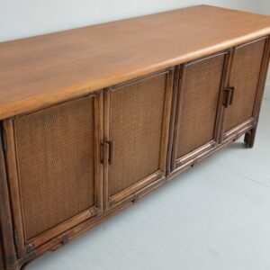 Enfilade – Buffet bois et rotin 1960 vintage 14