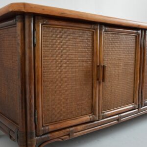 Enfilade – Buffet bois et rotin 1960 vintage 18
