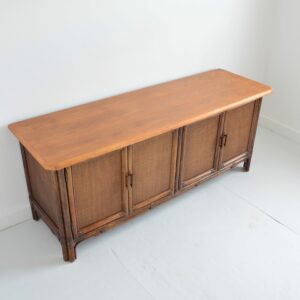 Enfilade – Buffet bois et rotin 1960 vintage 7