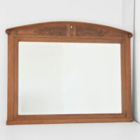 Grand miroir biseauté Art Nouveau en Chêne 1920 vintage