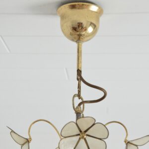 Lustre 8 feux fleurs nacrées 1960 vintage 11