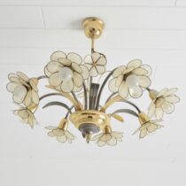 Lustre 8 feux fleurs nacrées 1960 vintage 2