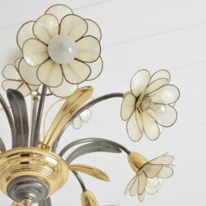 Lustre 8 feux fleurs nacrées 1960 vintage 4