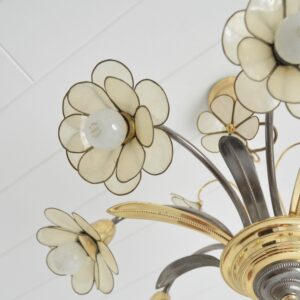 Lustre 8 feux fleurs nacrées 1960 vintage 5