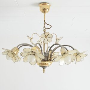 Lustre 8 feux fleurs nacrées 1960 vintage 7