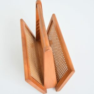 Porte revues scandinave bois et cannage 1960 vintage 10