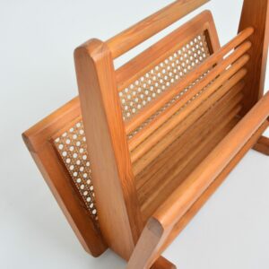Porte revues scandinave bois et cannage 1960 vintage 12