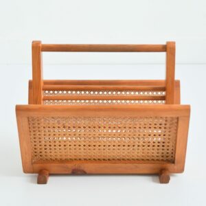 Porte revues scandinave bois et cannage 1960 vintage 16