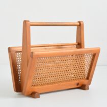 Porte revues scandinave bois et cannage 1960 vintage 5