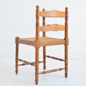 Chaise d&rsquo;angle bois et rotin 1950 vintage 11
