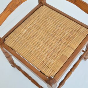 Chaise d&rsquo;angle bois et rotin 1950 vintage 8