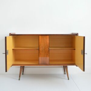 Petite enfilade : Meuble de rangement bois de loupe 1950 vintage 13