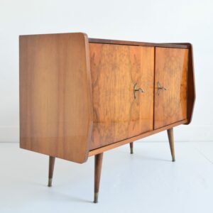 Petite enfilade : Meuble de rangement bois de loupe 1950 vintage 16