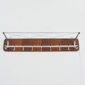 Porte manteaux mural scandinave teck et chrome 1950 vintage 1