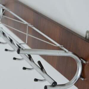 Porte manteaux mural scandinave teck et chrome 1950 vintage 10