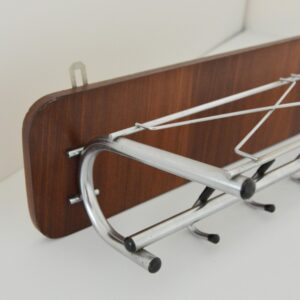 Porte manteaux mural scandinave teck et chrome 1950 vintage 14
