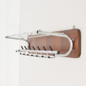 Porte manteaux mural scandinave teck et chrome 1950 vintage 2
