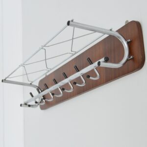 Porte manteaux mural scandinave teck et chrome 1950 vintage 6