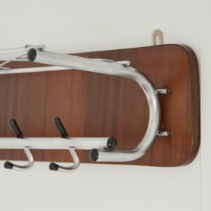Porte manteaux mural scandinave teck et chrome 1950 vintage 7