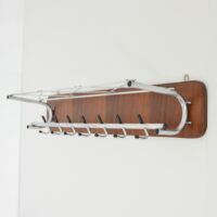 Porte manteaux mural scandinave teck et chrome 1950 vintage 8