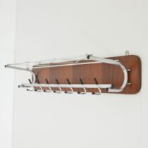 Porte manteaux mural scandinave teck et chrome 1950 vintage 8