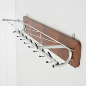 Porte manteaux mural scandinave teck et chrome 1950 vintage 9