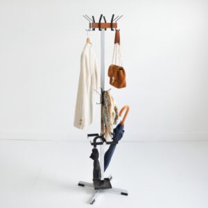 Porte manteaux sur pied scandinave teck et chrome 1950 vintage 23