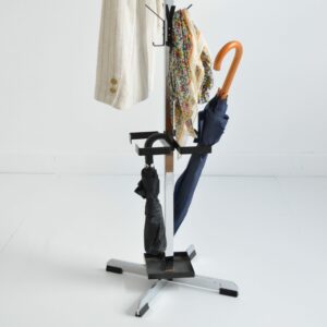 Porte manteaux sur pied scandinave teck et chrome 1950 vintage 26