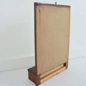 Ancien Miroir mural : Miroir barbier en bois 1950 vintage 11