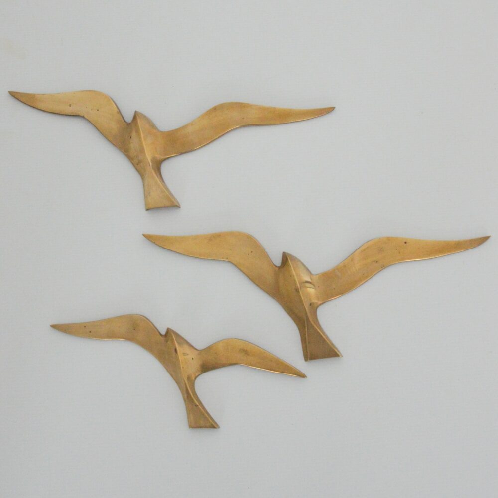 Trois Mouettes Murales en Laiton 1960 vintage